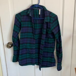 Blue and green flannel shirt